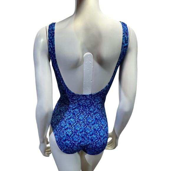 LL Bean Women's Blue Floral One-Piece Swimsuit Size 10 - Picture 3 of 15